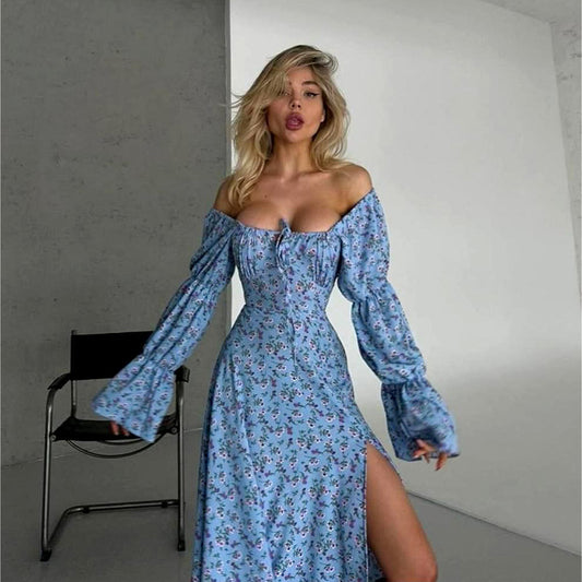 Sexy Floral Long Sleeve Dress