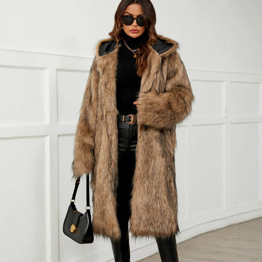 Chic Woman Faux Fur Coat